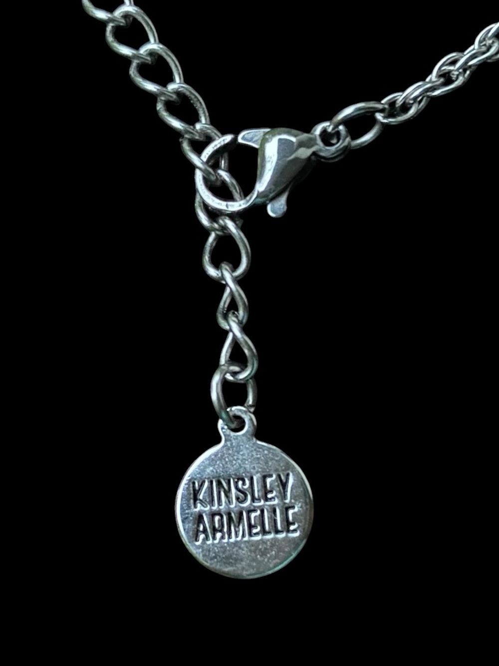 KINSLEY ARMELLE Druzy Gemstone Pendant with Long Necklace Silver Chain 26” L - Picture 7 of 7